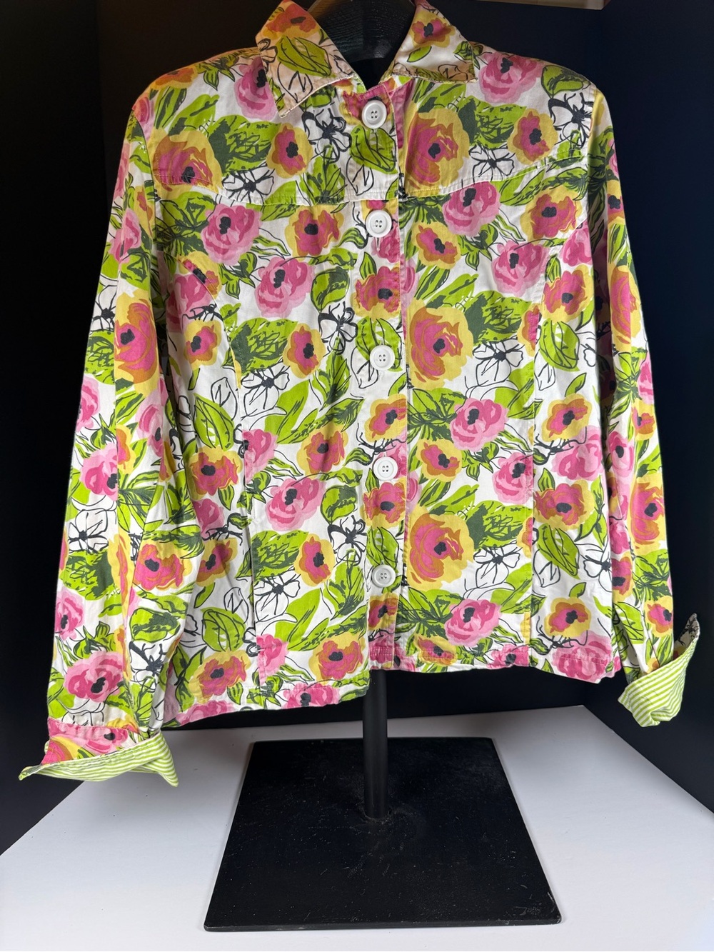 🌸 Vintage Keren Hart Artsy Floral Cotton Shirt Jacket XL